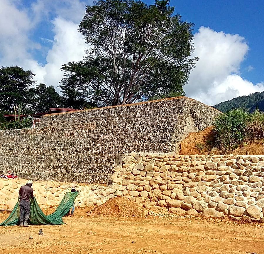 Terraced gabion & stone walls